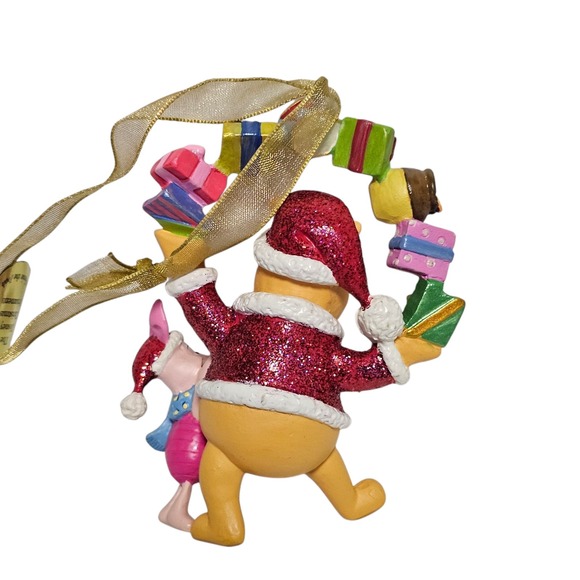 Danbury Mint Disney Winnie the Pooh Christmas Ornament with Piglet and Presents - Picture 7 of 11